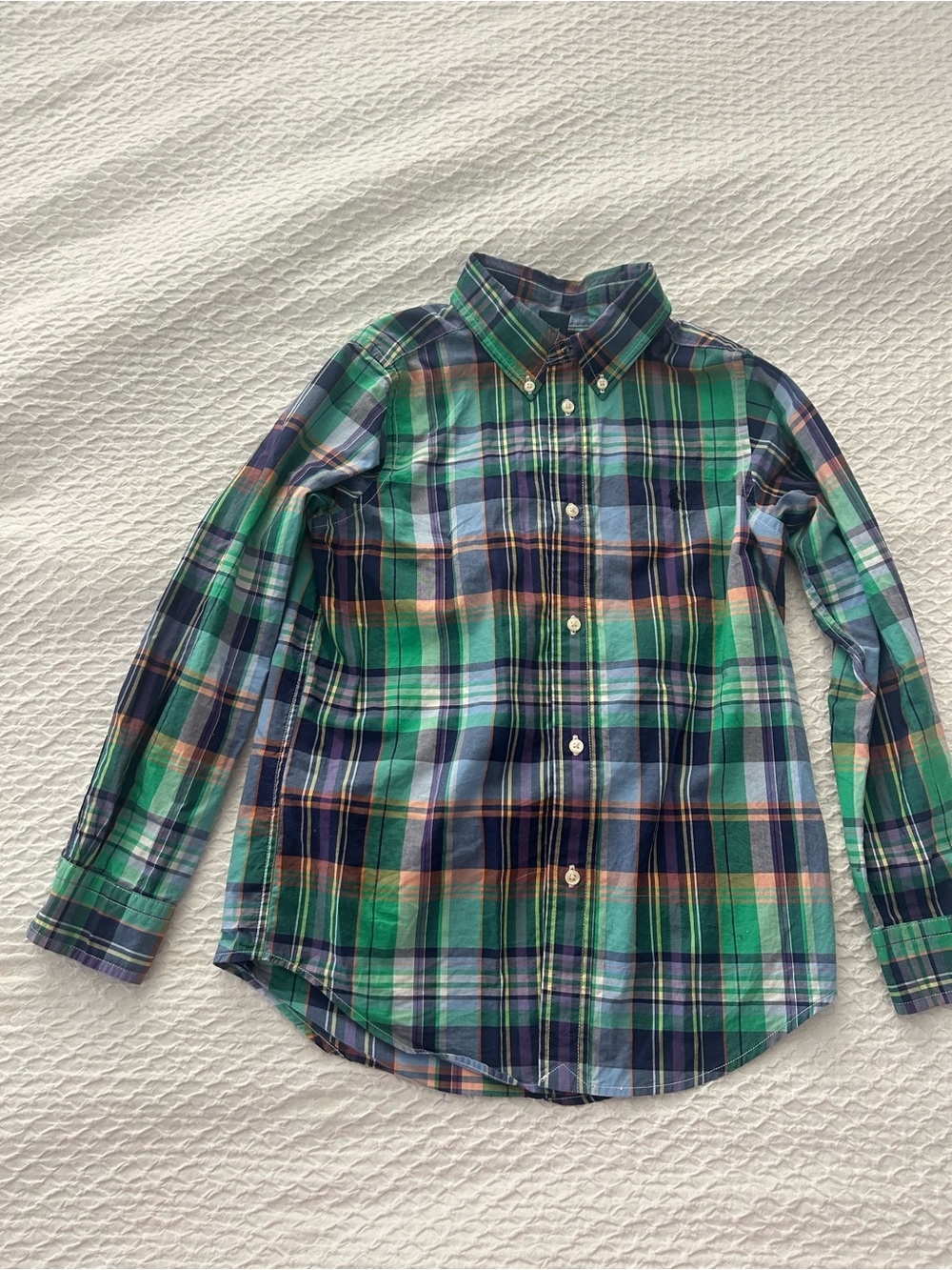 Kids Ralph Lauren Green & Blue Plaid Button-Down Dress  Shirt size 7